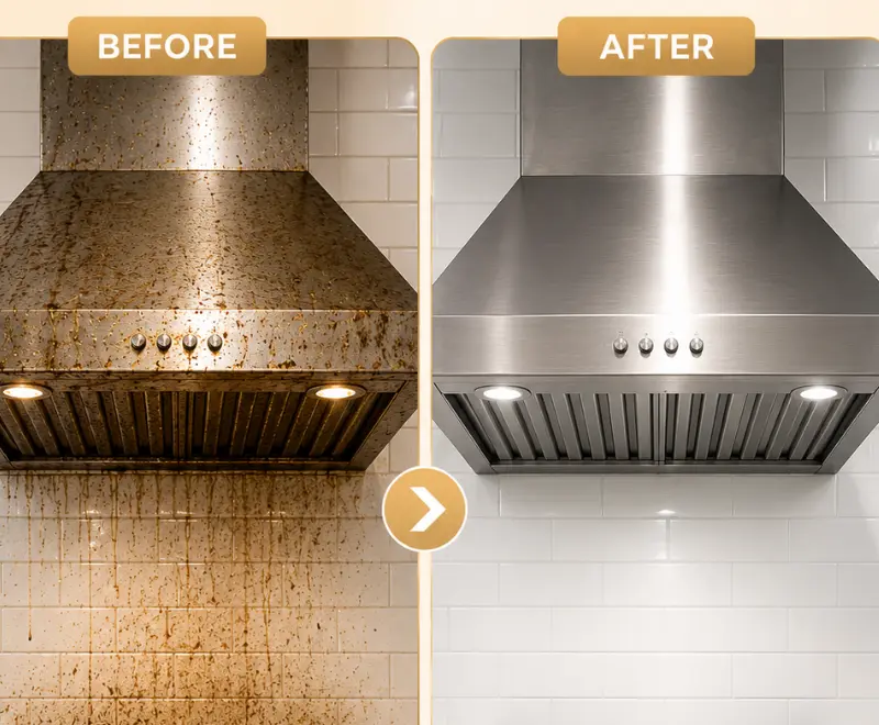 Hob and surfaces after professional cleaning in a Birmingham kitchen